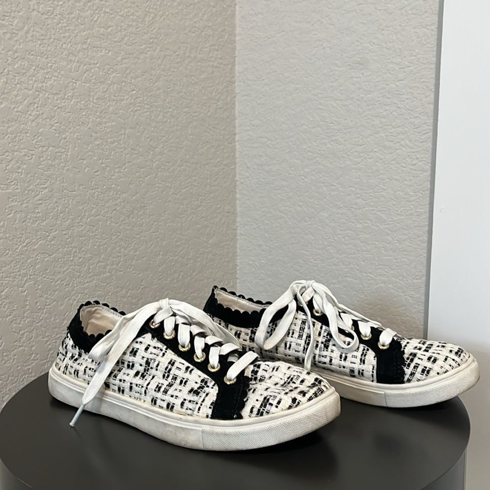 JACK ROGERS Teagan Sneakers Black and White Tweed, Size 8.5 - Picture 3 of 10